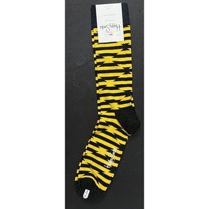 Happy Socks Men's 8 - 12 Women's 10 - 12.5 Gold Blacked Striped NWT